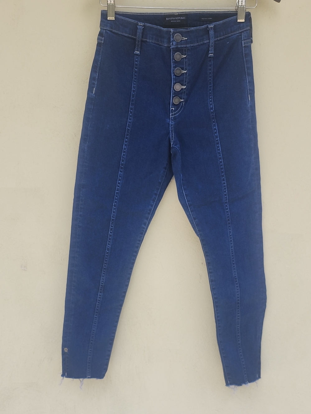 Banana Republic Dark Blue High-Rise Button-Front Skinny Jeans